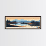 Nonvianuk Lake, Alaska Framed Canvas Print, Panoramic Wall Art, Midcentury Modern, Pop Art, Home Decor, Travel Poster, Living Room Art