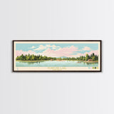 Norfork Lake, Arkansas Framed Canvas Print, Panoramic Wall Art, Midcentury Modern, Pop Art, Home Decor, Travel Poster, Bedroom Art