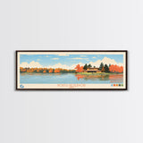 North Reservoir, Ohio Framed Canvas Print, Panoramic Wall Art, Midcentury Modern, Pop Art, Home Decor, Travel Poster, Living Room Art