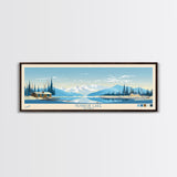 Nuyakuk Lake, Alaska Framed Canvas Print, Panoramic Wall Art, Midcentury Modern, Pop Art, Home Decor, Travel Poster, Bedroom Art