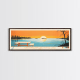 Okamanpeedan Lake (Tuttle Lake), Iowa Framed Canvas Print, Panoramic Wall Art, Midcentury Modern, Pop Art, Home Decor, Travel Poster, Bedroom Art