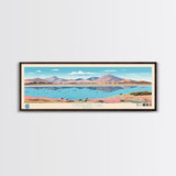 Overland Lake, Nevada Framed Canvas Print, Panoramic Wall Art, Midcentury Modern, Pop Art, Home Decor, Travel Poster, Bedroom Art