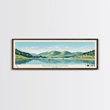 Palisades Reservoir, Idaho Framed Canvas Print, Panoramic Wall Art, Midcentury Modern, Pop Art, Home Decor, Travel Poster, Living Room Art