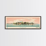 Pelican Lake, Manitoba Framed Canvas Print, Panoramic Wall Art, Midcentury Modern, Pop Art, Home Decor, Travel Poster, Bedroom Art