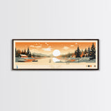 Pibel Lake, Nebraska Framed Canvas Print, Panoramic Wall Art, Midcentury Modern, Pop Art, Home Decor, Travel Poster, Bedroom Art