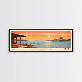 Possum Kingdom Lake, Texas Framed Canvas Print, Living Room Art, Midcentury Modern, Panoramic Wall Art, Travel Poster, Pop Art