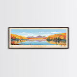 Quabbin Reservoir, Massachusetts Framed Canvas Print, Bedroom Art, Midcentury Modern, Panoramic Travel Poster, Pop Art, Wall Decor