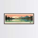 Quake Lake, Montana Framed Canvas Print, Home Decor, Midcentury Modern, Panoramic Wall Art, Pop Art, Travel Poster