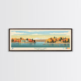 Ramapo Lake, New Jersey Framed Canvas Print, Home Decor, Midcentury Modern, Panoramic Travel Poster, Pop Art, Wall Art