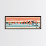 Rend Lake, Illinois Framed Canvas Print, Panoramic Wall Art, Midcentury Modern Decor, Home Decoration, Pop Art, Travel Poster