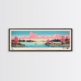 Rose Valley Lake, Pennsylvania Framed Canvas Print, Panoramic Travel Poster, Midcentury Modern Art, Bedroom Decor, Pop Art, Wall Art