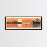 Ross R. Barnett Reservoir, Mississippi Framed Canvas Print, Panoramic Travel Poster, Midcentury Modern Art, Home Decoration, Pop Art, Wall Art