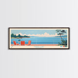 Sardis Lake, Mississippi Framed Canvas Print, Panoramic Wall Art, Midcentury Modern Decor, Bedroom Art, Pop Art, Travel Poster