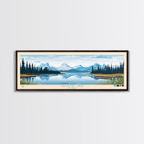 Shogvik Lake, Alaska Framed Canvas Print, Panoramic Travel Poster, Midcentury Modern Art, Home Decor, Pop Art, Wall Art