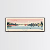 Silver Lake, Delaware Framed Canvas Print, Panoramic Wall Art, Midcentury Modern Decor, Pop Art, Travel Poster, Home Decoration