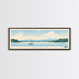 Skaneateles Lake, New York Framed Canvas Print, Lake House Art, Midcentury Modern Decor, Pop Art, Travel Poster, Living Room Wall Art