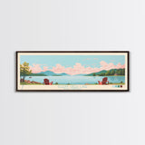 Sleepy Creek Lake, West Virginia Framed Canvas Print, Lake House Decor, Midcentury Modern Art, Pop Art, Travel Poster, Bedroom Wall Art