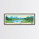 Upper Ugashik Lake, Alaska Framed Canvas Print, Panoramic Lake House Art, Midcentury Modern Decor, Pop Art, Travel Poster, Living Room Wall Art