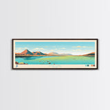 Utah Lake, Utah Framed Canvas Print, Panoramic Lake House Decor, Midcentury Modern Art, Pop Art, Travel Poster, Bedroom Wall Art