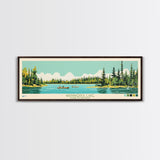 Wapawekka Lake, Saskatchewan Framed Canvas Print, Panoramic Lake House Decor, Midcentury Modern Art, Pop Art, Travel Poster, Bedroom Wall Art