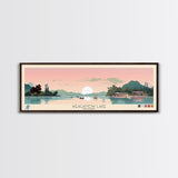 Weagamow Lake, Ontario Panoramic Framed Canvas Print, Lake House Art, Midcentury Modern Decor, Pop Art, Travel Poster, Wall Art