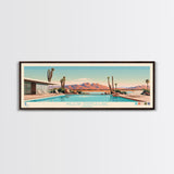 Willow Springs Lake, Arizona Panoramic Framed Canvas Print, Lake House Art, Midcentury Modern Decor, Pop Art, Travel Poster, Bedroom Wall Art