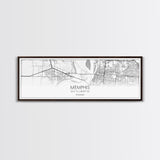 Panoramic Memphis City Map, Tennessee Art, Map Print, Minimalist Wall Art, Canvas Art, Housewarming Gift, Street Map Art, Closing Gift