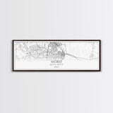 Panoramic Mobile City Map, Alabama Art, Map Print, Minimalist Wall Art, Canvas Art, Housewarming Gift, Street Map Art, Closing Gift