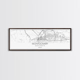 Panoramic Montgomery City Map, Alabama Art, Map Print, Minimalist Wall Art, Canvas Art, Housewarming Gift, Street Map Art, Closing Gift