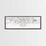 Panoramic Moscow City Map, Russia Art, Map Print, Minimalist Wall Art, Canvas Art, Housewarming Gift, Street Map Art, Closing Gift