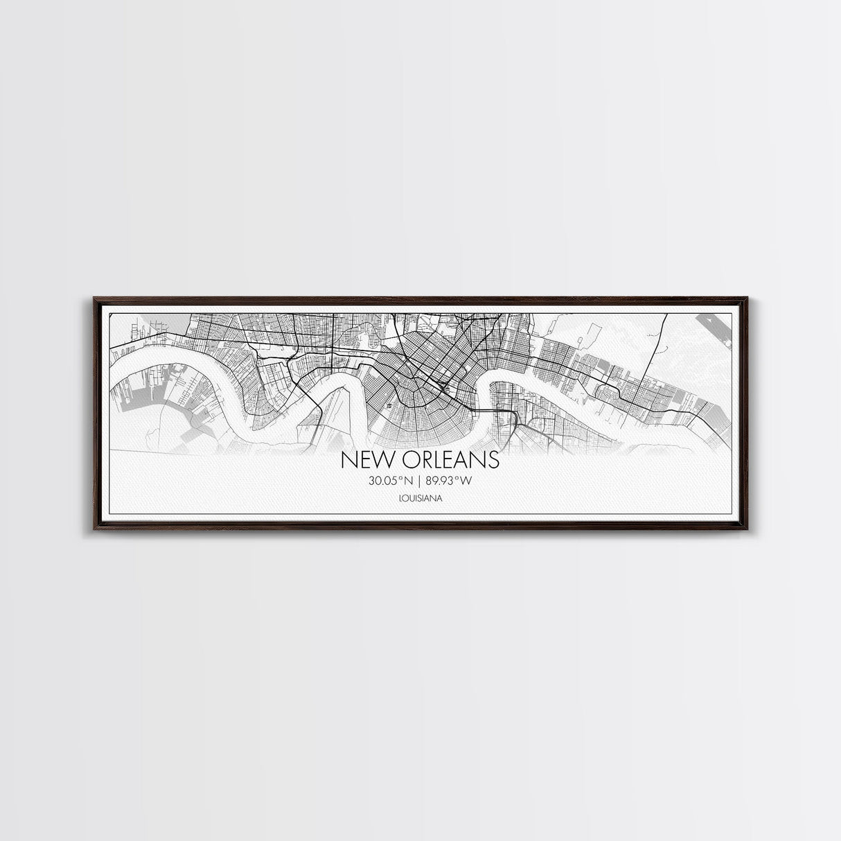 Panoramic New Orleans City Map, Louisiana Art, Map Print, Minimalist Wall Art, Canvas Art, Housewarming Gift, Street Map Art, Closing Gift