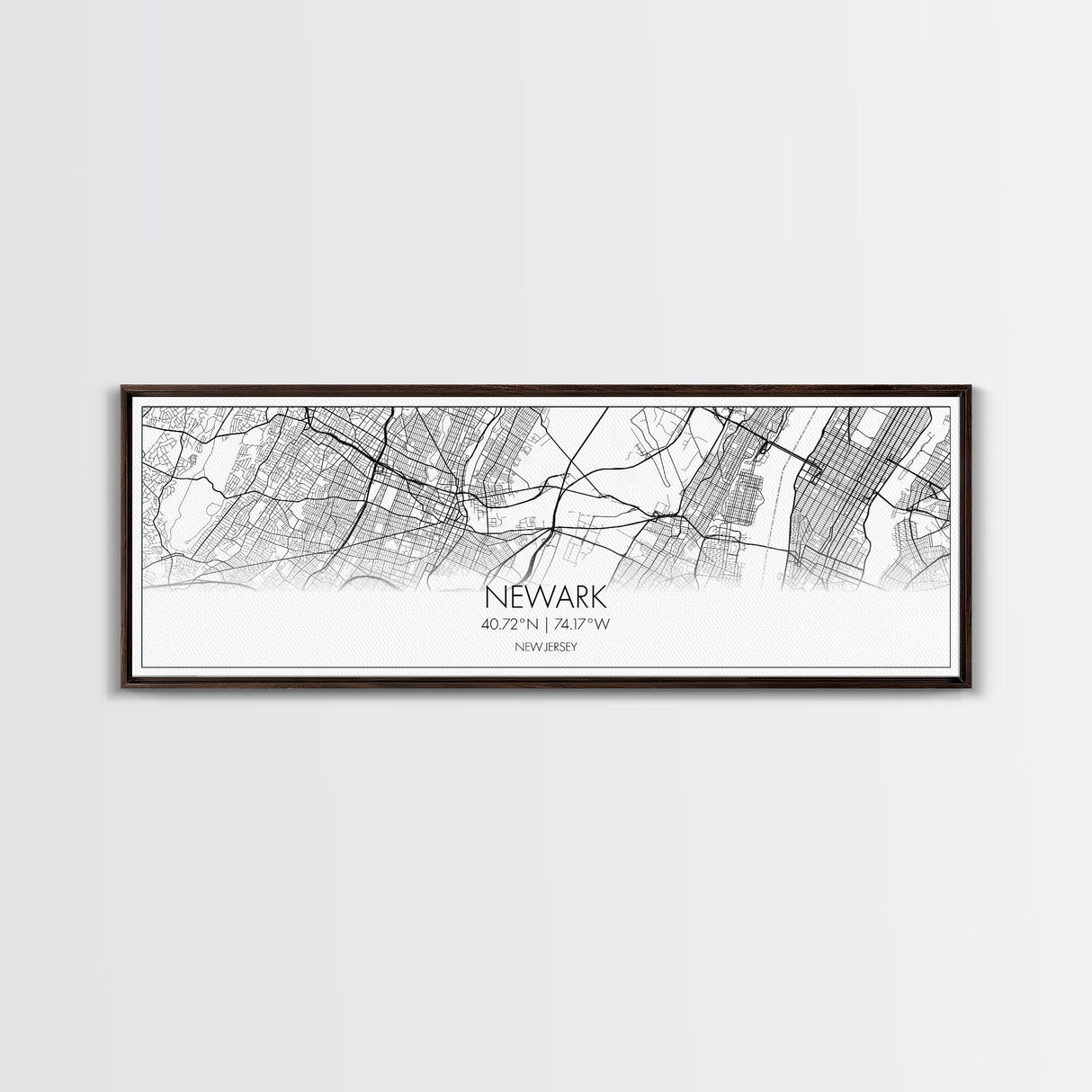 Panoramic Newark City Map, New Jersey Art, Map Print, Minimalist Wall Art, Canvas Art, Housewarming Gift, Street Map Art, Closing Gift