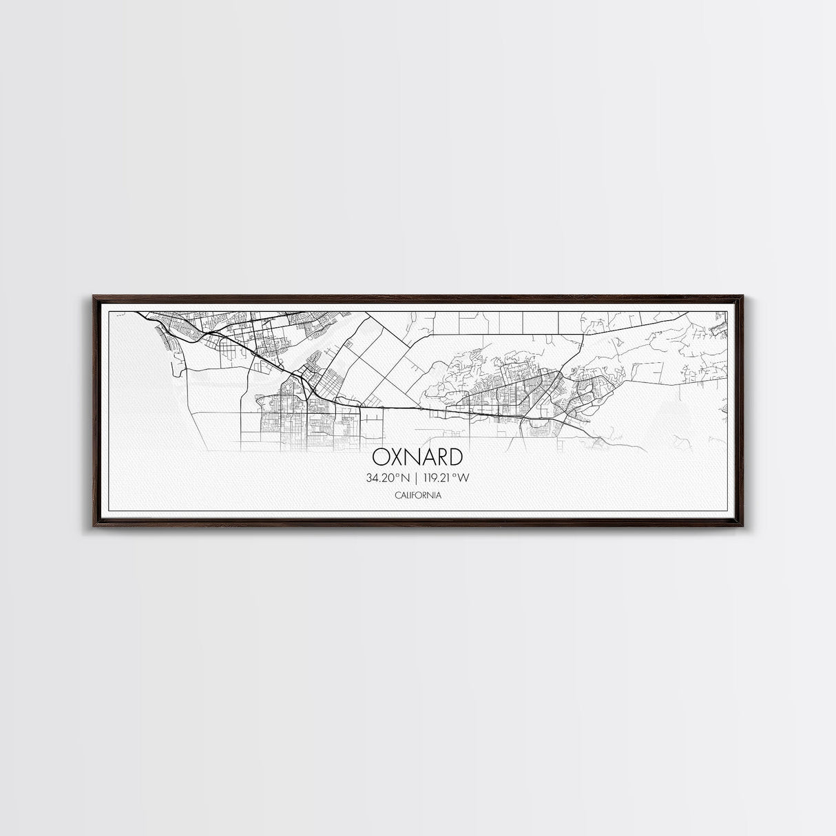 Panoramic Oxnard City Map, California Art, Map Print, Minimalist Wall Art, Canvas Art, Housewarming Gift, Street Map Art, Closing Gift