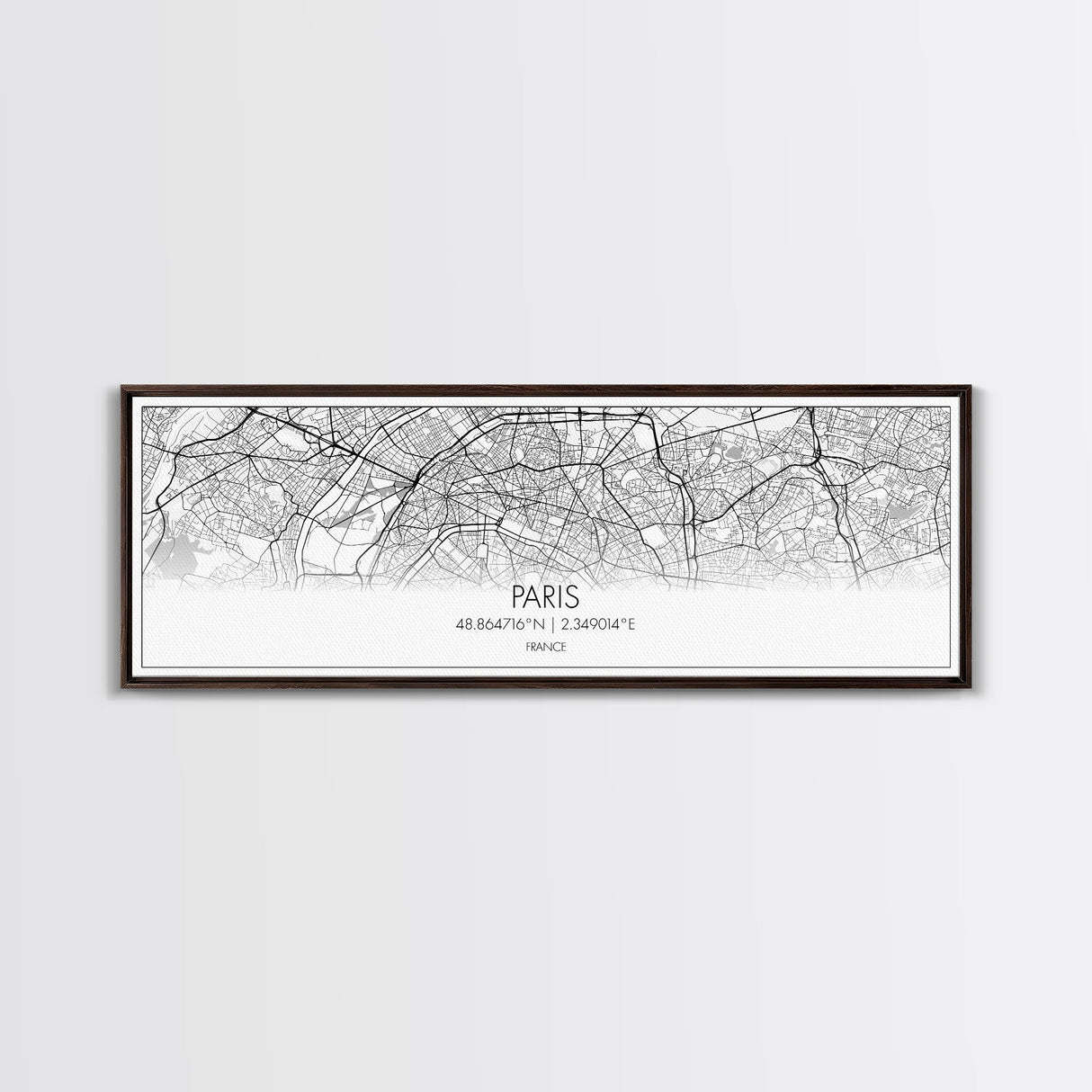 Panoramic Paris City Map, France Art, Map Print, Minimalist Wall Art, Canvas Art, Housewarming Gift, Street Map Art, Closing Gift