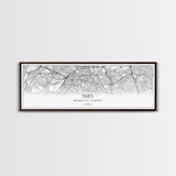 Panoramic Paris City Map, France Art, Map Print, Minimalist Wall Art, Canvas Art, Housewarming Gift, Street Map Art, Closing Gift