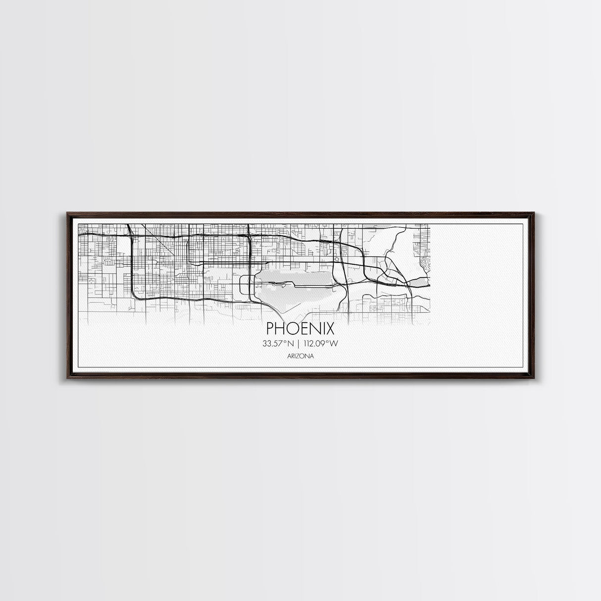 Panoramic Phoenix City Map, Arizona Art, Map Print, Minimalist Wall Art, Canvas Art, Housewarming Gift, Street Map Art, Closing Gift