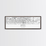 Panoramic Raleigh City Map, North Carolina Art, Map Print, Minimalist Wall Art, Canvas Art, Housewarming Gift, Street Map Art, Closing Gift