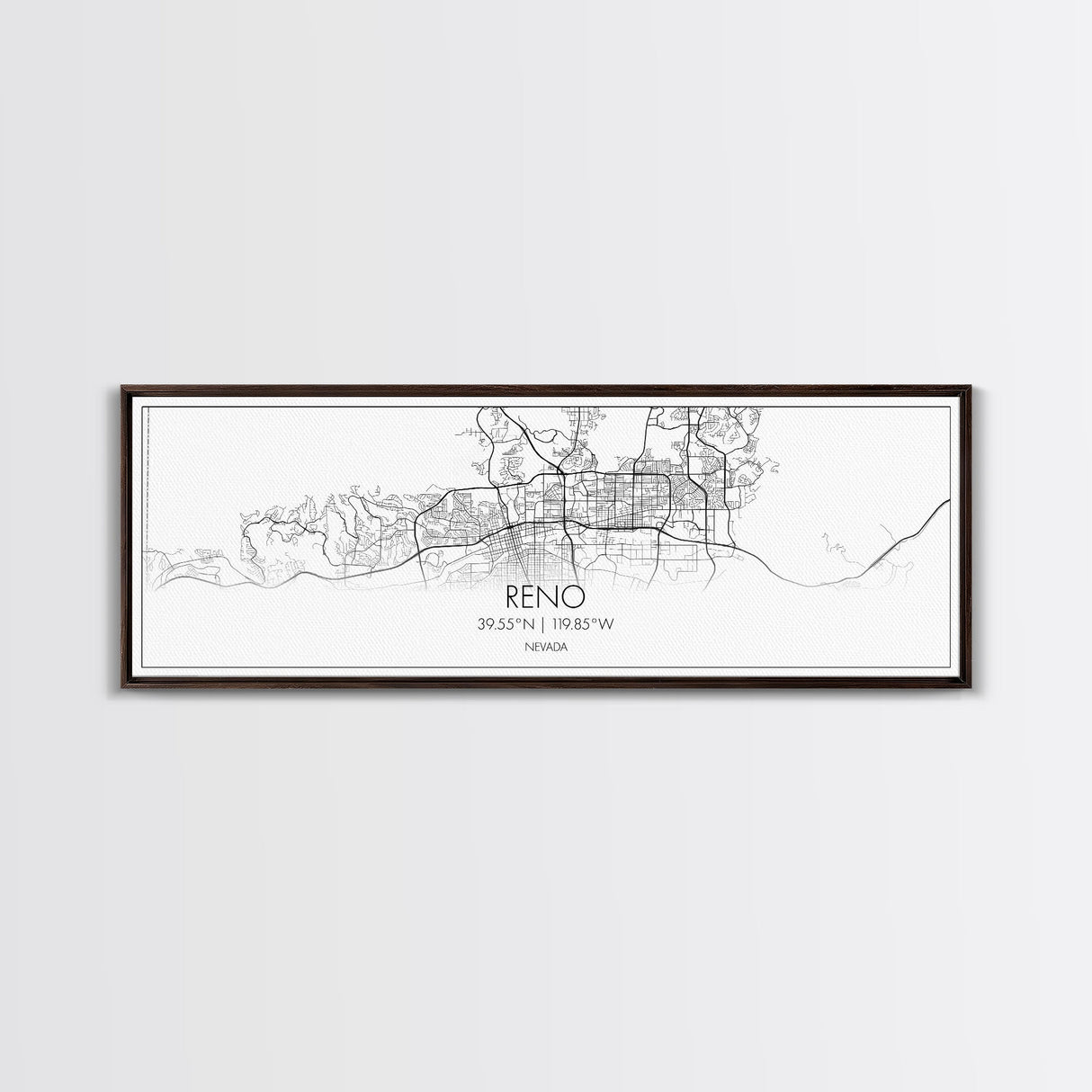 Panoramic Reno City Map, Nevada Art, Map Print, Minimalist Wall Art, Canvas Art, Housewarming Gift, Street Map Art, Closing Gift