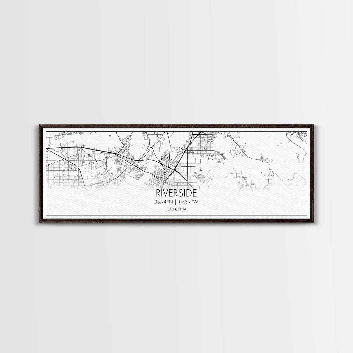 Panoramic Riverside City Map, California Art, Map Print, Minimalist Wall Art, Canvas Art, Housewarming Gift, Street Map Art, Closing Gift