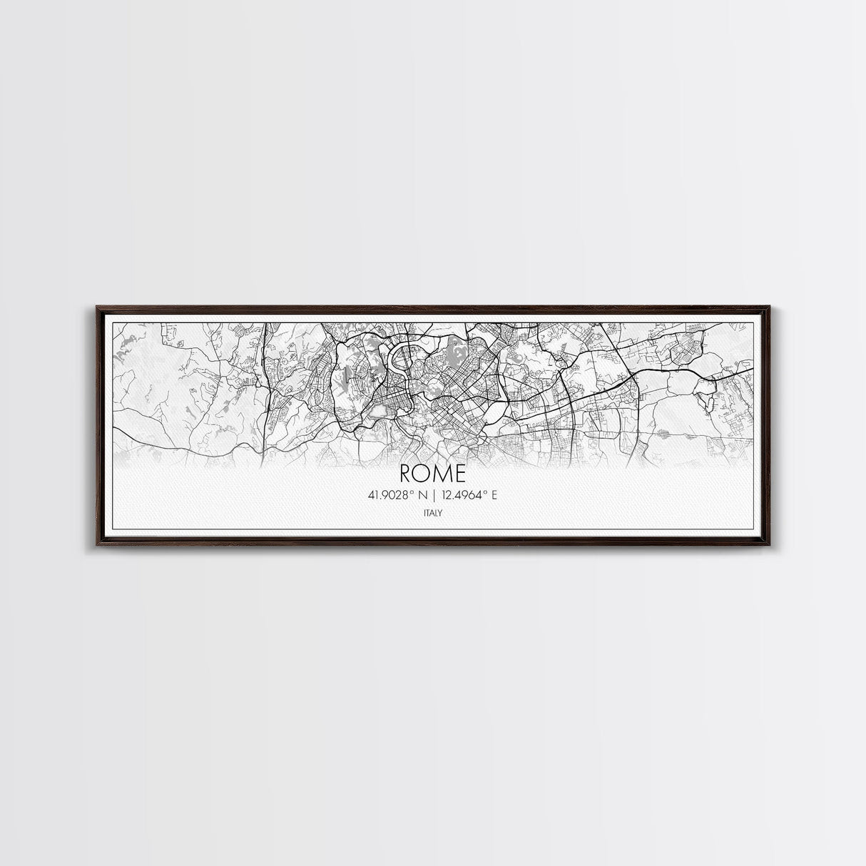 Panoramic Rome City Map, Italy Art, Map Print, Minimalist Wall Art, Canvas Art, Housewarming Gift, Street Map Art, Closing Gift