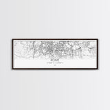 Panoramic Rome City Map, Italy Art, Map Print, Minimalist Wall Art, Canvas Art, Housewarming Gift, Street Map Art, Closing Gift