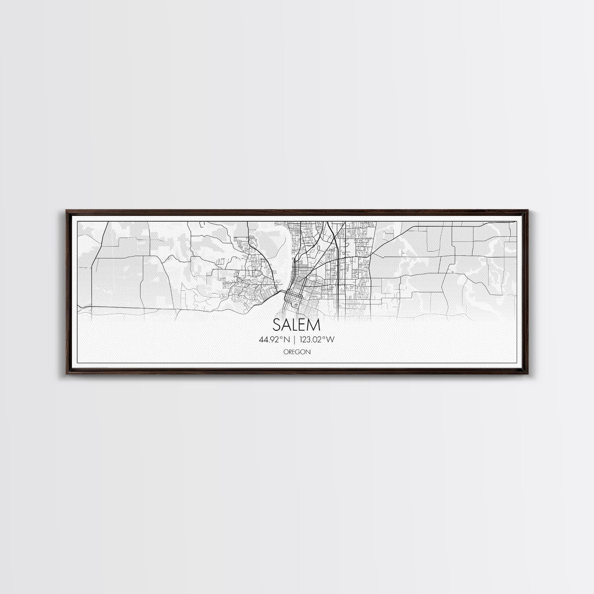 Panoramic Salem City Map, Oregon Art, Map Print, Minimalist Wall Art, Canvas Art, Housewarming Gift, Street Map Art, Closing Gift