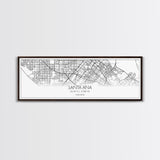 Panoramic Santa Ana City Map, California Art, Map Print, Minimalist Wall Art, Canvas Art, Housewarming Gift, Street Map Art, Closing Gift