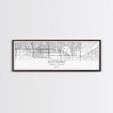 Panoramic Scottsdale City Map, Arizona Art, Map Print, Minimalist Wall Art, Canvas Art, Housewarming Gift, Street Map Art, Closing Gift