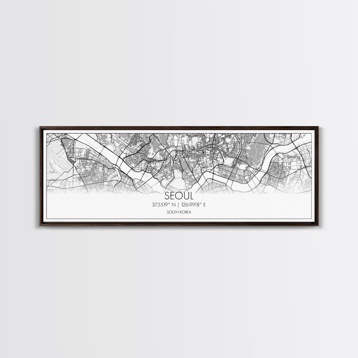 Panoramic Seoul City Map, South Korea Art, Map Print, Minimalist Wall Art, Canvas Art, Housewarming Gift, Street Map Art, Closing Gift