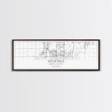 Panoramic Sioux Falls City Map, South Dakota Art, Map Print, Minimalist Wall Art, Canvas Art, Housewarming Gift, Street Map, Closing Gift