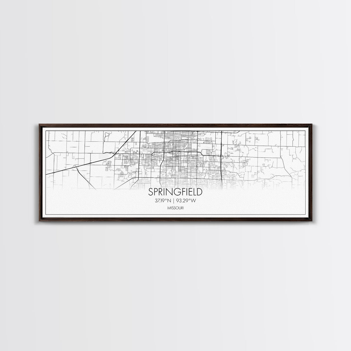 Panoramic Springfield City Map, Missouri Art, Map Print, Minimalist Wall Art, Canvas Art, Housewarming Gift, Street Map Art, Closing Gift