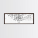 Panoramic St Petersburg City Map, Florida Art, Map Print, Minimalist Wall Art, Canvas Art, Housewarming Gift, Street Map Art, Closing Gift