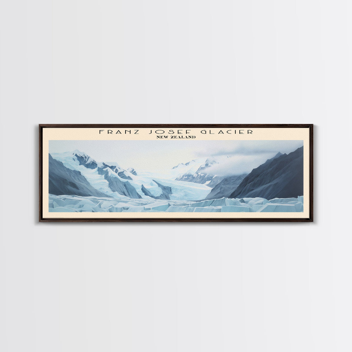 Franz Josef Glacier COUNTRY Travel Poster Print, Framed Canvas Print, COUNTRY Travel Art, Wood Framed Art, Wall Hanging, Home Decor