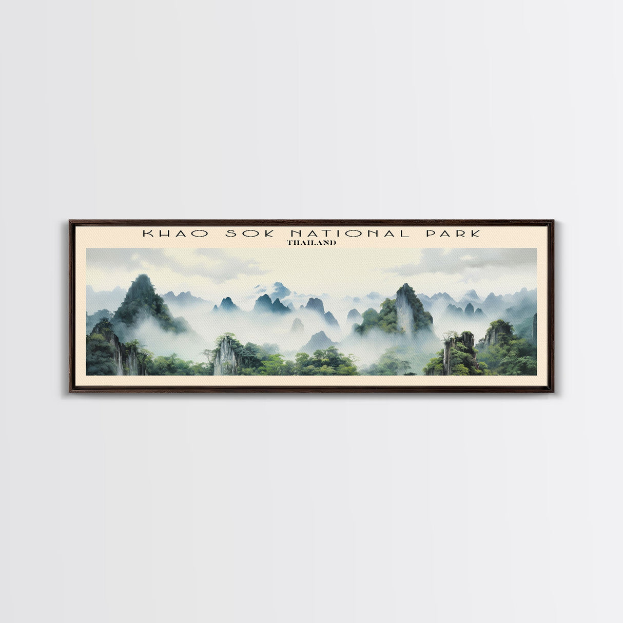 Khao Sok National Park COUNTRY | Framed Travel Poster Canvas Print | Trendy Wall Art | Watercolor Painting | Living Room Art | Unique Art